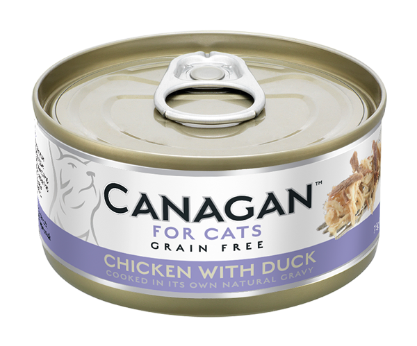 75克Canagan 無穀物雞肉+鴨肉主食貓罐頭, 泰國製造